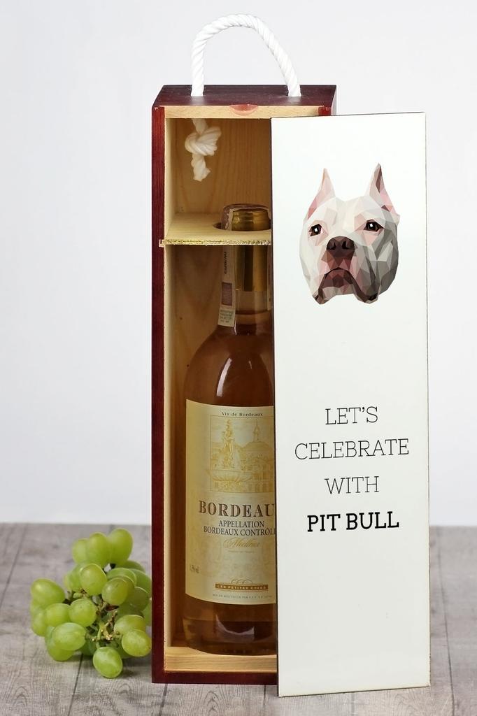 American Pit Bull Terrier, Pit Bull, American Pit Bull Terrier, Pitbull, Apbt - Geometric Box With Photo And Inscription For Wine Brand Art-Dog