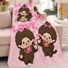 Cartoon-Decke Warm Weich Geeignet für Schlafzimmer Sofa Bett Wohnzimmer Büro Reisen M-Monchhichis-S Kawaii Camping Geschenke