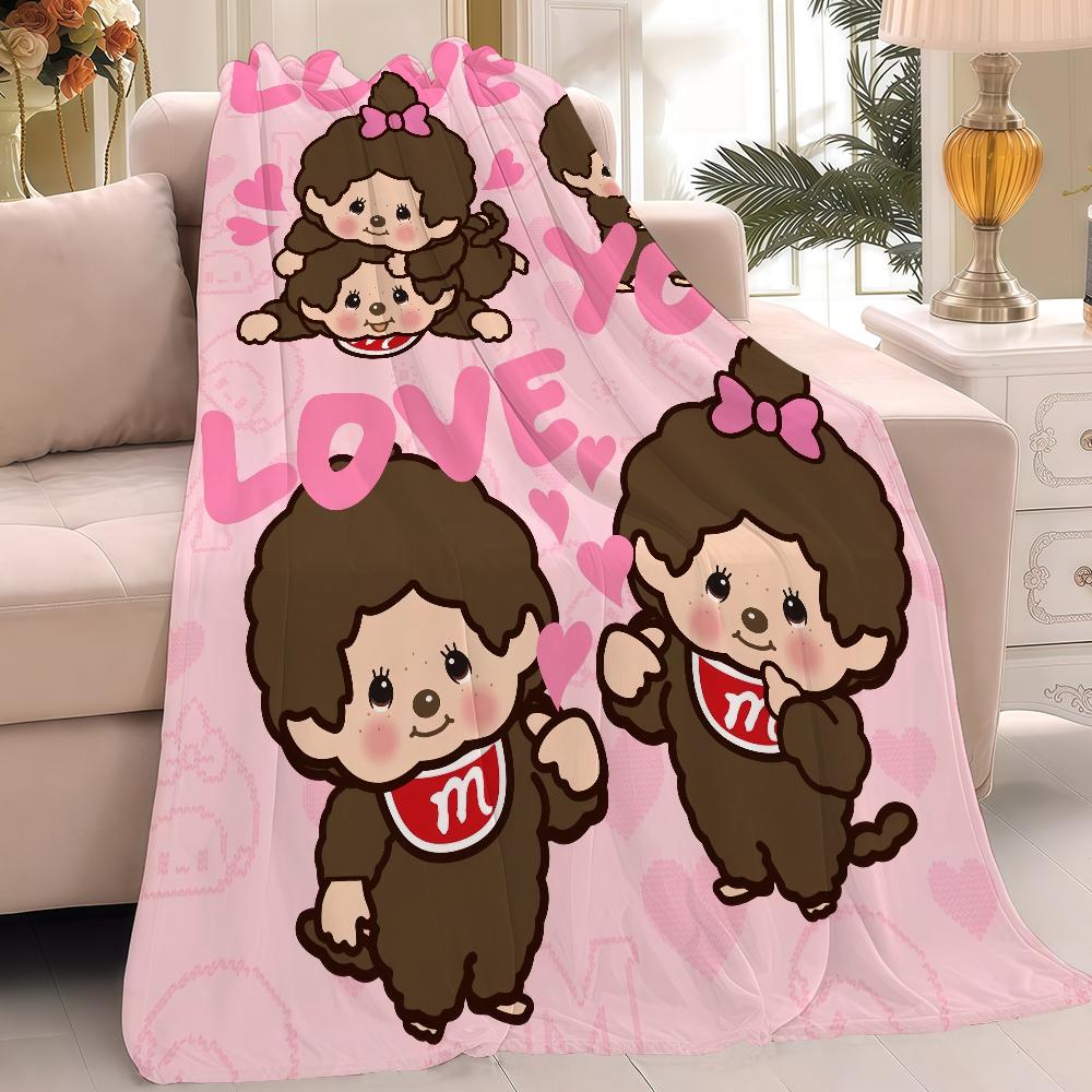 Cartoon-Decke Warm Weich Geeignet für Schlafzimmer Sofa Bett Wohnzimmer Büro Reisen M-Monchhichis-S Kawaii Camping Geschenke
