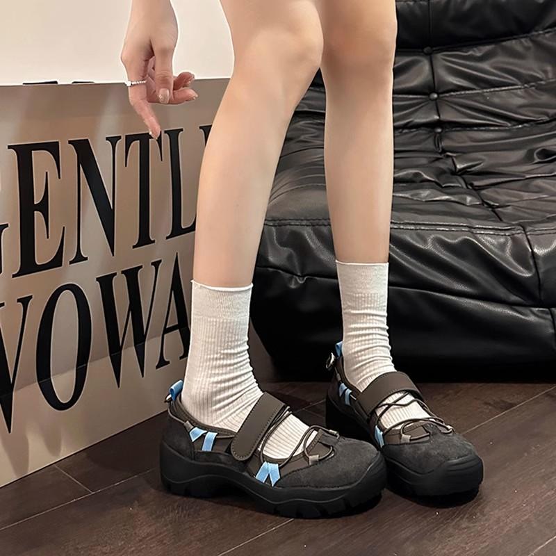 Retro casual style platform Velcro sneakers spring and summer new fashion sweet and cool style girl Mary Jane single shoes
