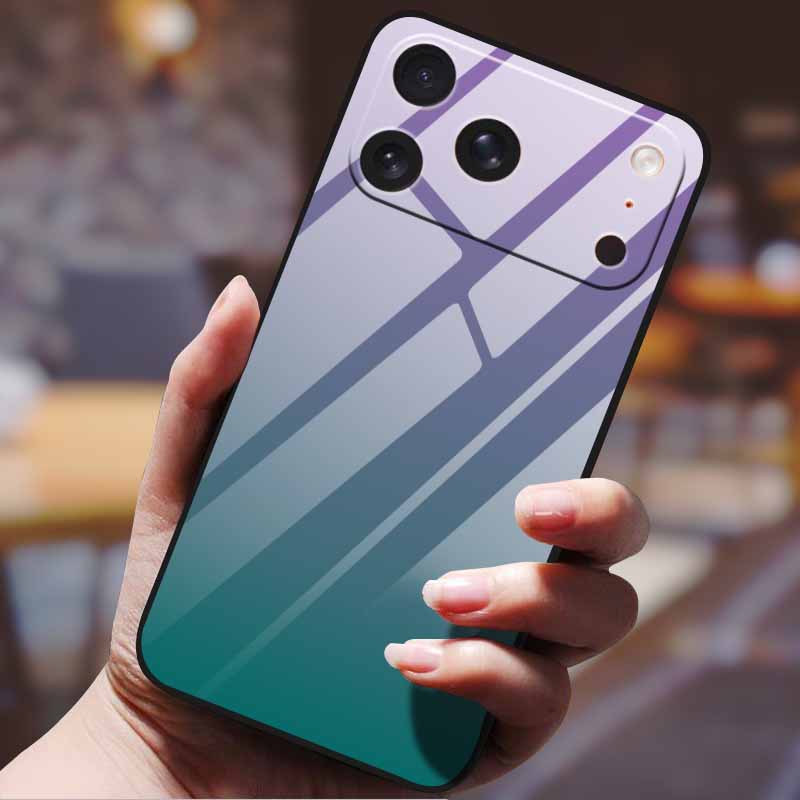 

Gradient Phone Case for iphone 17 pro max iphone17 Air Tempered Glass Hard Back Cover for Apple iphone17pro Candy Color Pattern -iPhone 17Air