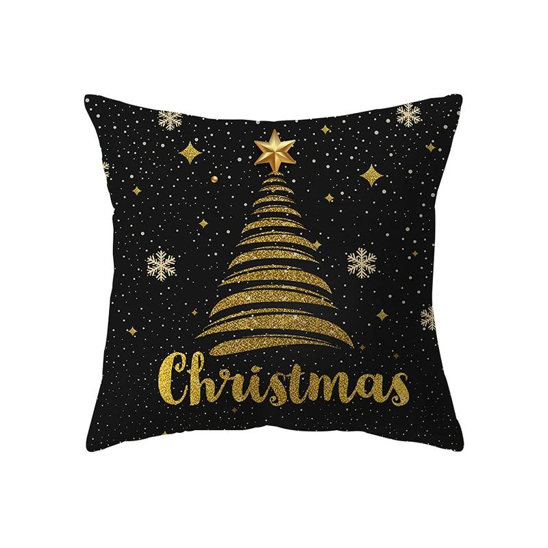 Merry Christmas Decorative Printed Pattern Cushion Cover Home Living Room Sofa  Pillow