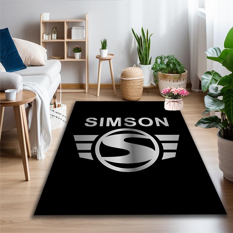 1pc Area Rug Appropriate for Office, Black SIMSON Carpet, Versatile Printed Chair Rug, Durable Home Sofa Carpet