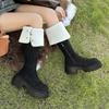 Fashion Winter Warm Cotton Women Knee High Boots Concise Punk Modern Long Boots Thick Heels Ladies Shoes
