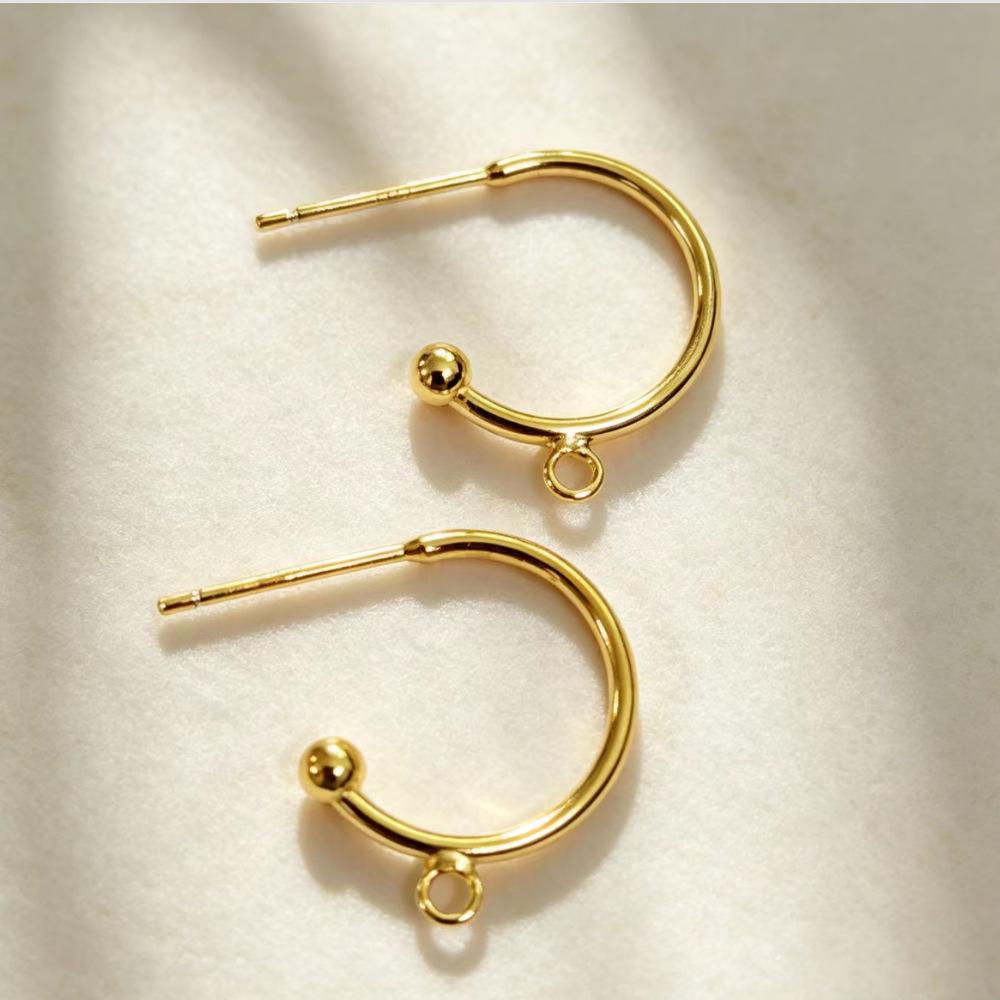 Gold-Plated S925 Sterling Silver C-Shaped Ear Hook - Fade-Resistant DIY Earring Material