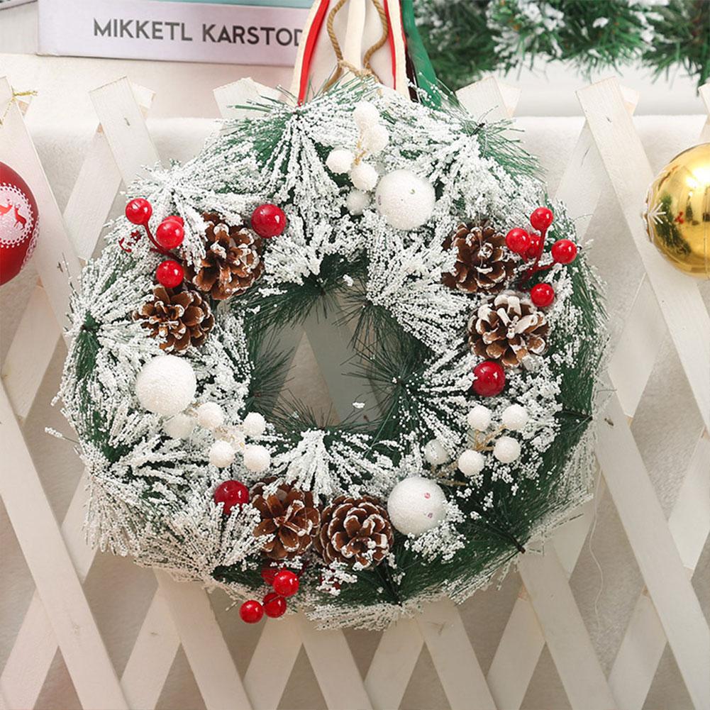 Christmas Door Decor Wreaths Realistic Hanging Wreath Garland Decoration Versatile Bow/Berry/Santa/Reindeer for Home Party Decor