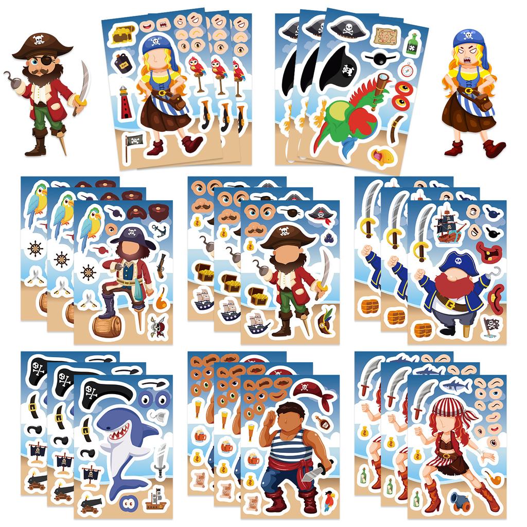 8 Cartoon Pirate Face Swap Collage Hands-on DIY Handbook Mobile Phone Case Decoration