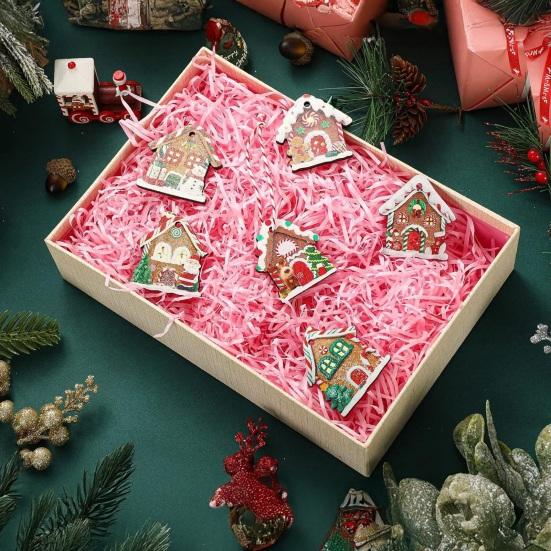 Wooden Hanging Decor for Christmas 24/36Pcs Gingerbread House Ornaments, Xmas Tree with Rope, Indoor Party Decorations Ornaments Holiday New Year Home