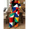 1116 European and American Geometric Printing V-neck Shirt High Waist Drape Wide Leg Pants Complete Set of Women's Clothing
