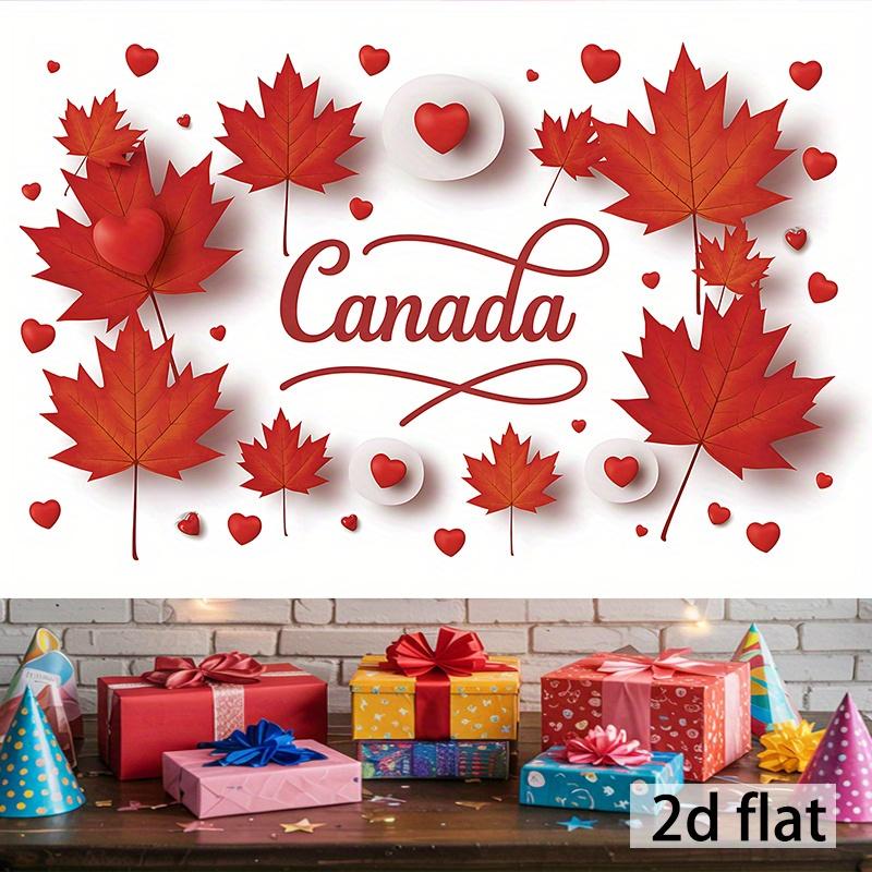 1pc2D Graphic Canadian-themed Maple Leaf and Love Banner 1-piece - Suitable for classrooms offices