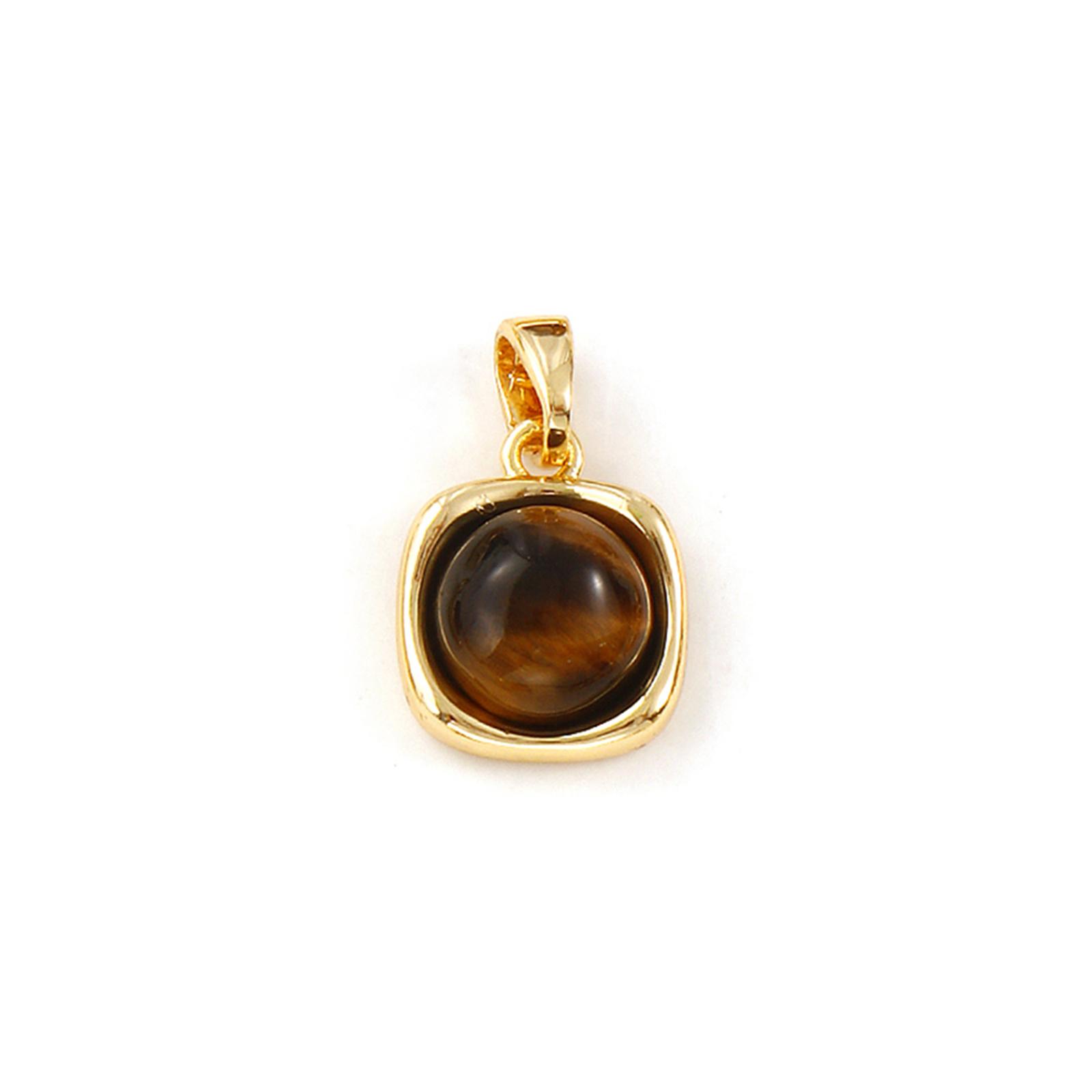 

1PC Brass & Tiger s Eyes Stone Charms 18K Gold Plated Brown Heart Sun Water Drop Oval Pendants For DIY Keychains Necklace Making