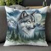 Kissenbezug mit Wolfs-Wald-Muster, Hergestellt aus Polyester, Maschinenwaschbar, Geeignet für Schlafzimmer, Wohnzimmer und Sofas.