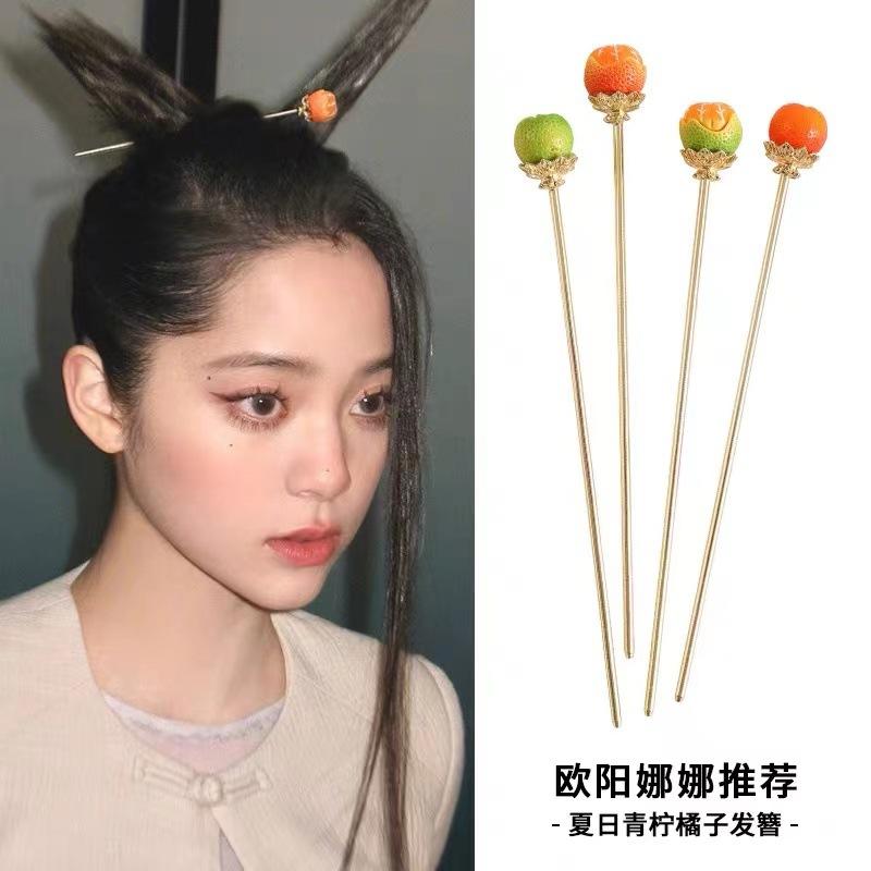 Cute Orange Hairpin Female Summer Fresh Fruit Hairpin Hair Reel Back Head Hair Clip Headgear Hair Accessories