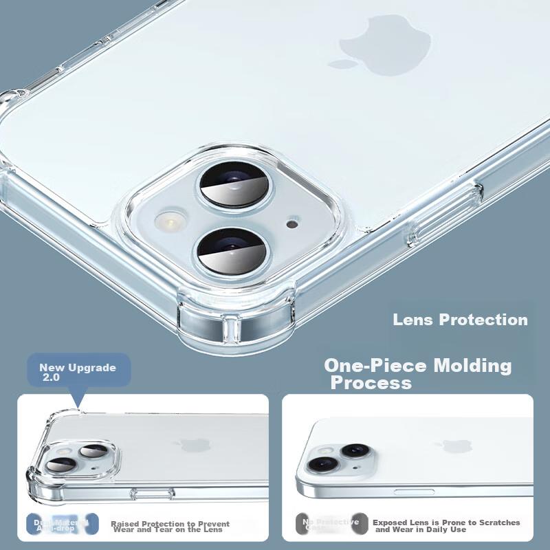 IPhone 15 Case, Full Protection Transparent Shockproof Soft with Air Cushion, Dual Material Anti-Drop, German Imported Bayer TPU, High Transparency