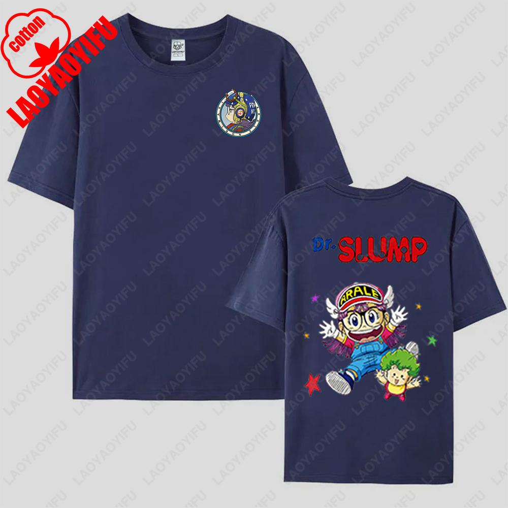 Kawaii Arale T-shirts Man Women Graphic Japanese Manga Tshirt Y2k Clothes Cotton Short-sleev Tee Clothing Two-sided Printed Tops