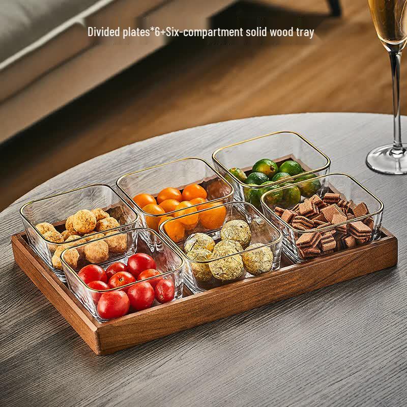 Xiuzhi Multifunctional Snack & Dry Fruit Plate with Wood Tray