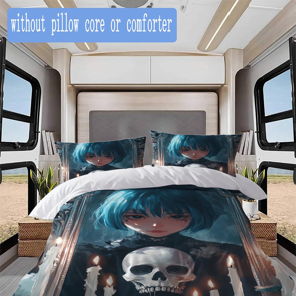 Dark-style girl Pattern Bedding,Quilt Set Quilt Cover Pillowcase Home Birthday Gift (1*duvet cover+2*pillowcase,without core)XSJT0917225