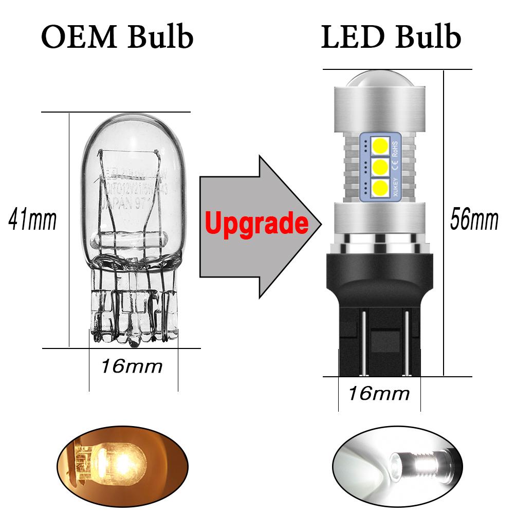 For Fiat 500 Daytime Running Light T20 7443 580 582 W21/5W Headlight Led Lamp Bulbs DRL White 6000K 12V Super Bright Bulbs 7