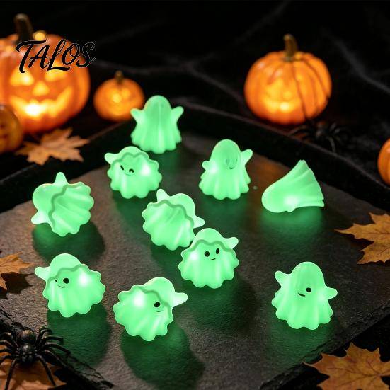 Compact Ghost Figures for Windowsills 10Pcs Mini Luminous Ornaments Halloween Party Decoration, Cute Glowing Milky White Collectibles Desktop