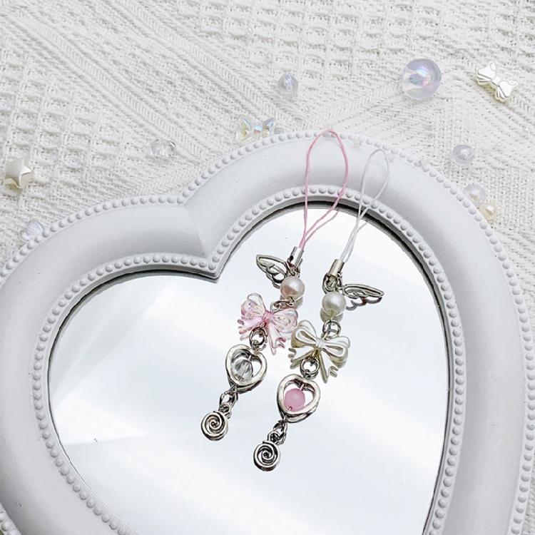 Unique Heart Phone Charm Butterfly Krychain Keyring for Girls Backpack and Bag