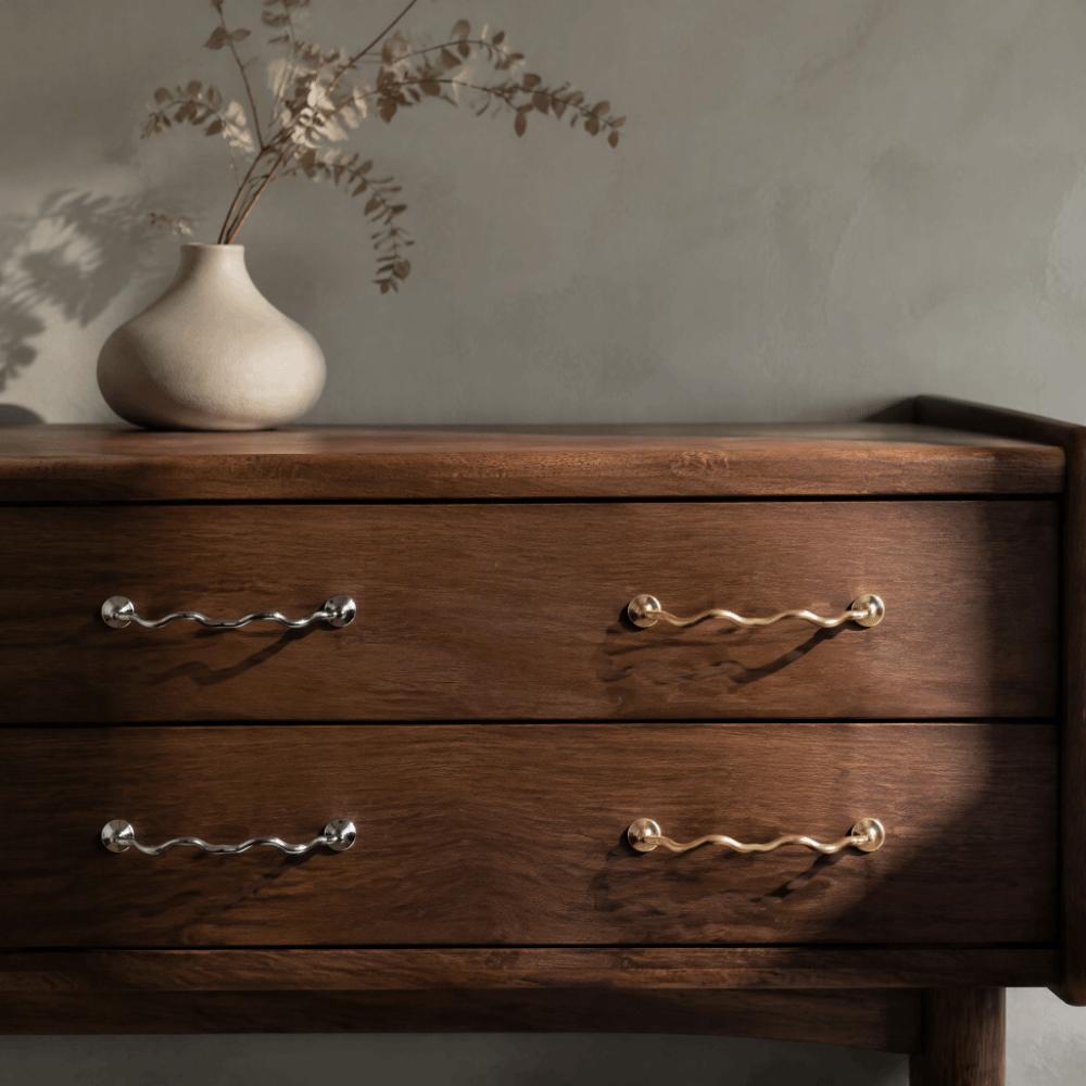 Wave Shaped Cabinet Door Handles Bright Silver Wardrobe Pulls Cabinet Bar Pulls  For Wardrobe