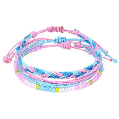 Unisex Wickelarmbänder Bunte Boho Leinen Geflochtene Feder Anhänger Armband Schiebeknoten Mehrschichtige Armbänder Vintage Perlen