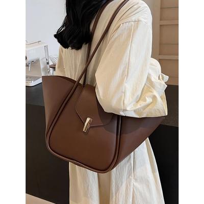 Textured Large Capacity Women Handbags  Fashion PU Leather Commuter Shoulder Bag Casual Shopping Tote Bags