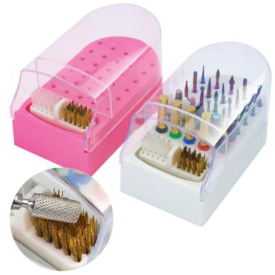 30-Hole Nail Polish Head Storage Box, Polishing Head Display Rack, Drill Bit Storage, Finishing Box, Nail Tool.