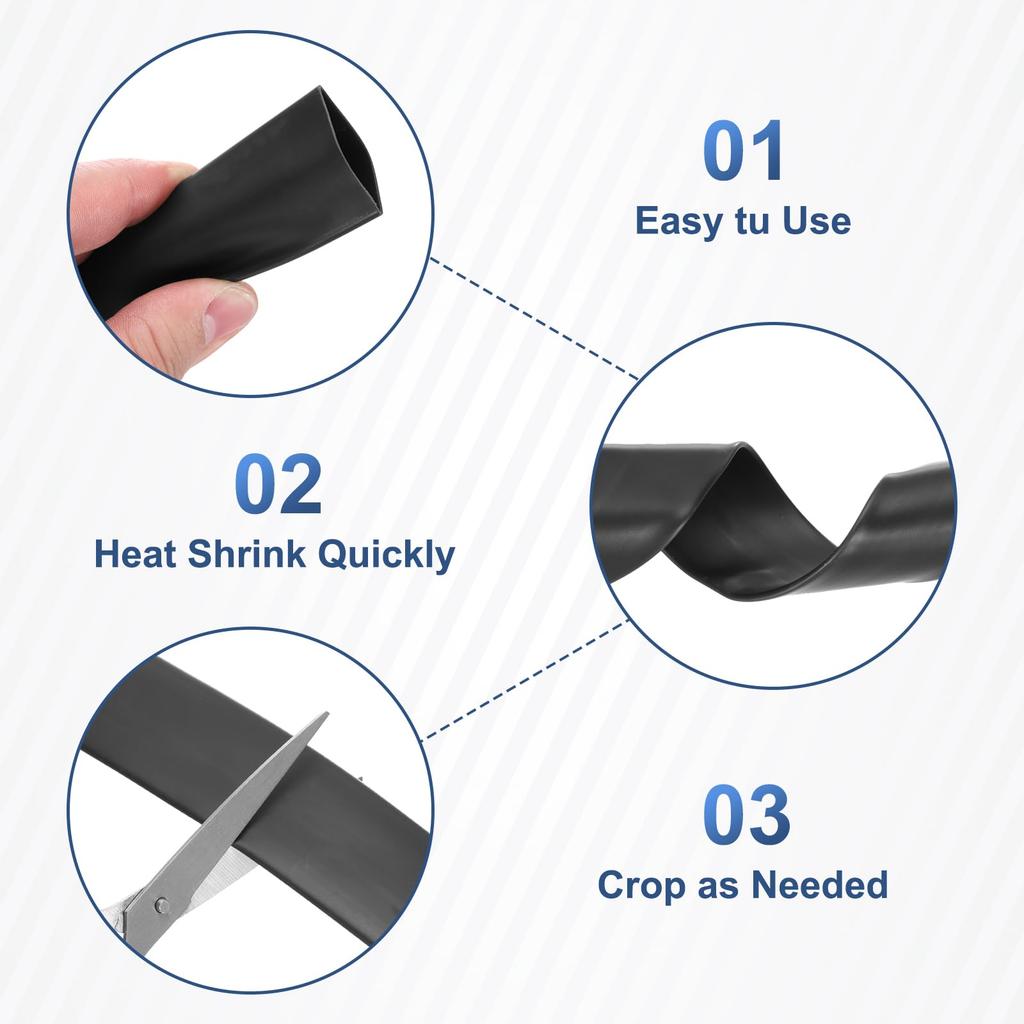 uxcell 1/2" Heat Shrink Tubing Waterproof 3:1 Double Wall Marine Adhesive Industrial Heat Shrink Tubing Wire Wrap 20ft Black