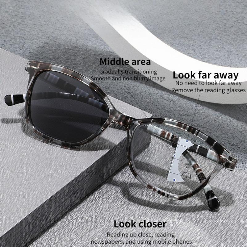 Stripe Printed Photochromic Reading Glasses Women Men Fashion Cat Eye Progressive Multifocal Glasses Unisex Cat Eye Presbyopia