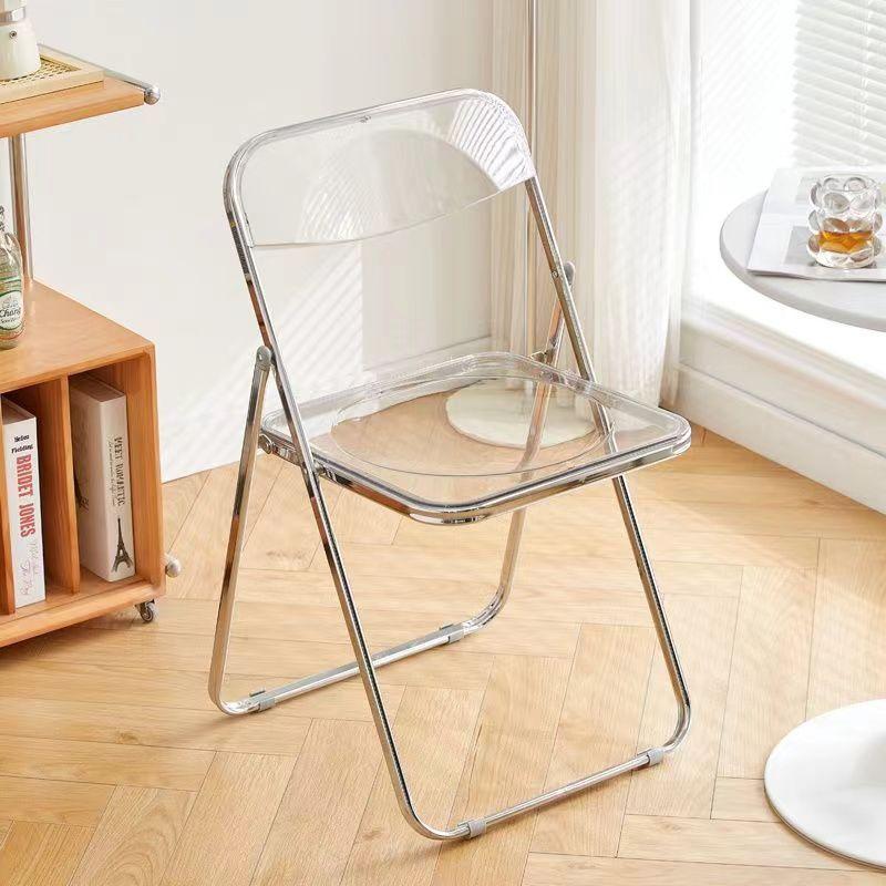 Trendy Clear Acrylic Folding Chair - Simple, Thickened Design for Makeup, Dining, or Home