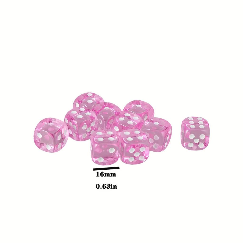 6 szt. Kolekcja 16mm Różowe Kostki do Gry Kolekcja Akcesoria do Gier Planszowych Prezent na Boże Narodzenie Halloween Święto Dziękczynienia