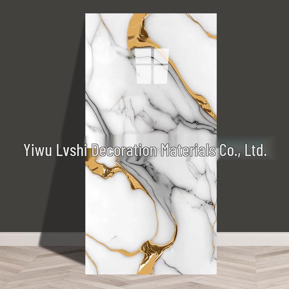 Waterproof Marble Imitation Tile Wall Sticker for Kitchen Renovation - Oil & Moisture Resistant, Self-Adhesive Decor.