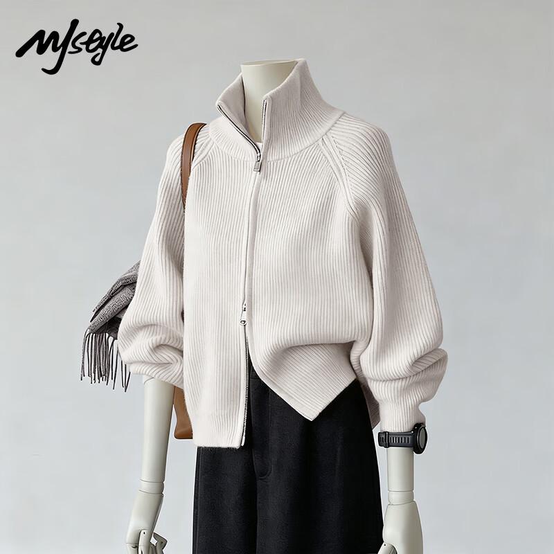 MJ STYLE Women's Winter Thickened Stand Collar Cardigan Sweater
