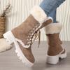 Snow Boots 2025 Winter New Chunky Heel Warm Padded Lacing