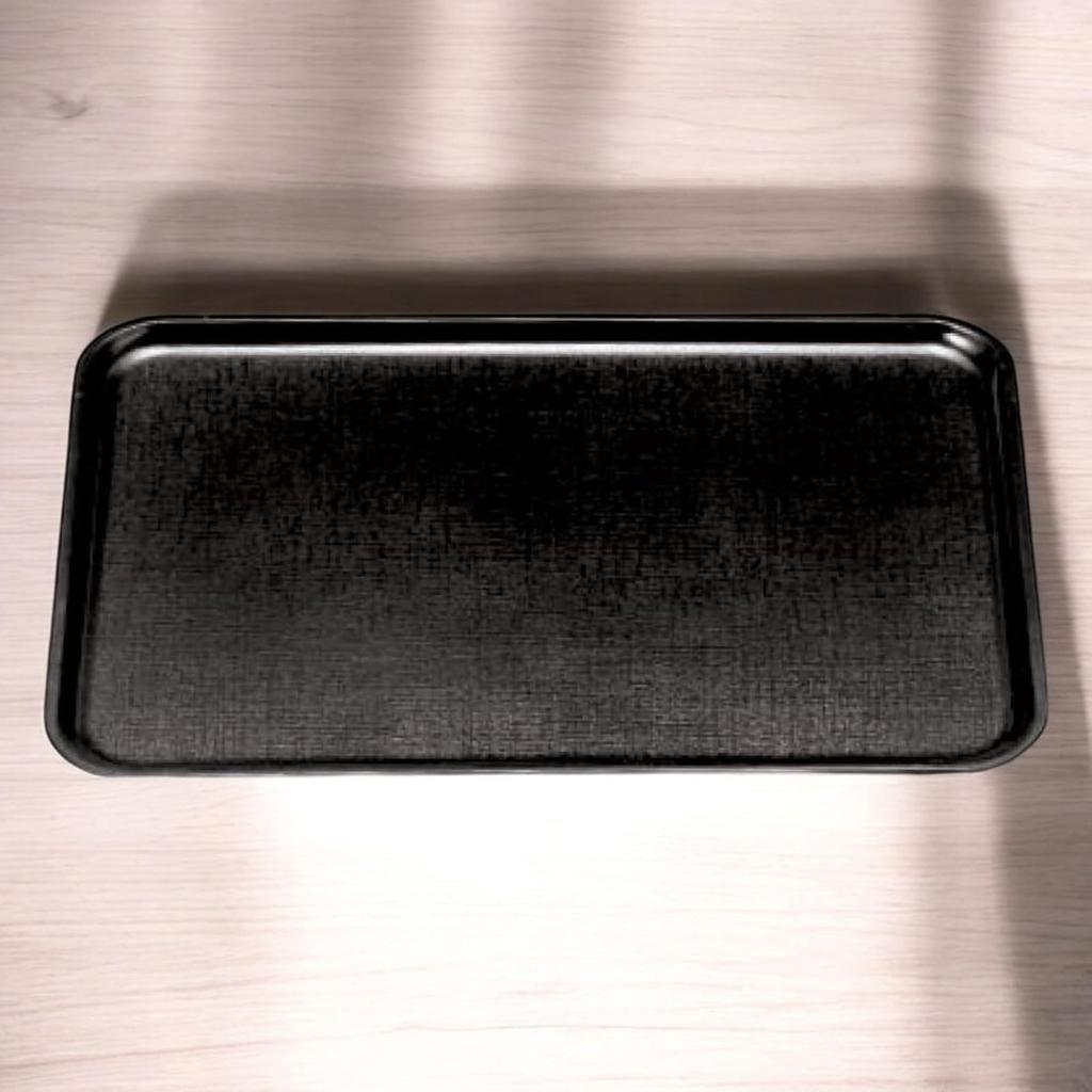 FRP New 1 Shaku Long Weave Tray Lacquerware Made In Dishwasher Safe J-kitchens (Tray/Tray) Black, Non-Slip, 33cm, (Strong Resin), Japan,