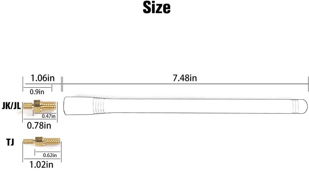 MUMAREN Jeep Wrangler Antenna Replacement Short Antenna 7.5 Inch Reflex