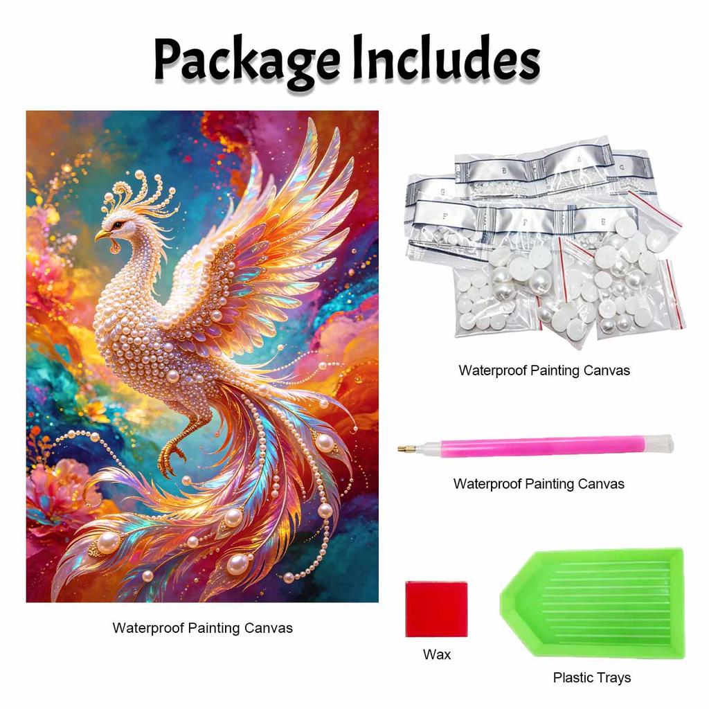Shiny Pearl Elegant Phoenix Bird DIY Painting Creative Bead Art Craft Household Wall Decoration Nice Present For Art Hobbyists Home Ornament Decor