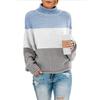   Winter Women Knit Color Matching Round Neck Loose Casual Sweater Tops