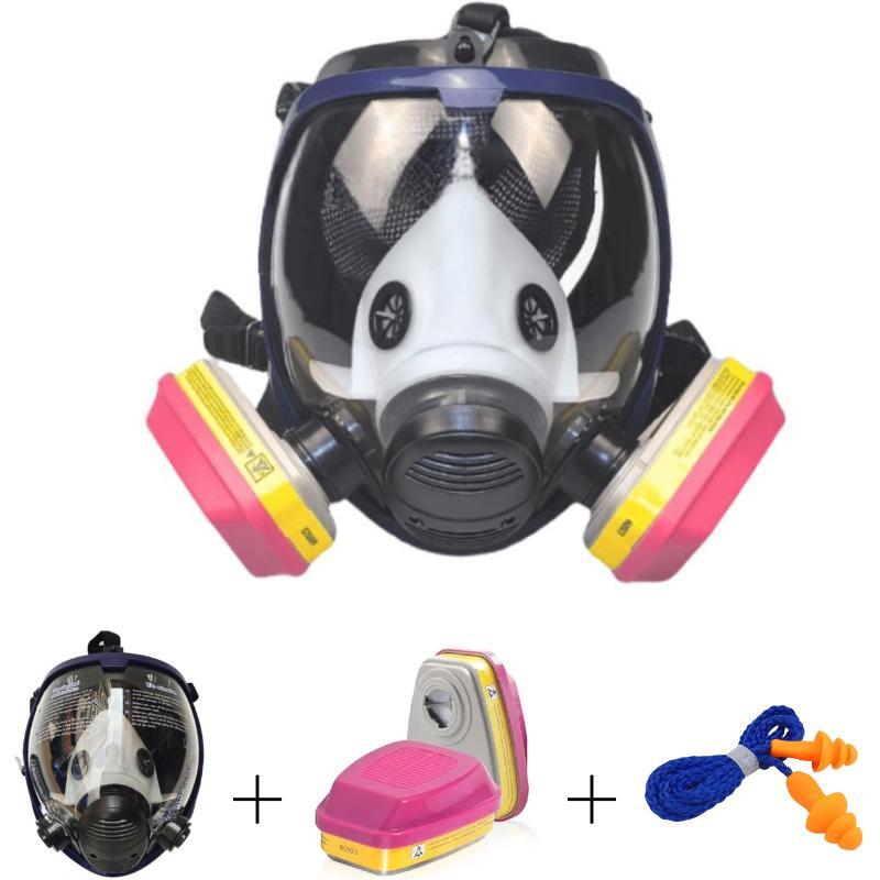 

Полнолицевая респираторная противогазная маска, противогаз, подходит для дымовой химии, покраски, тактики - спасательный пояс с фильтром из активированного угля