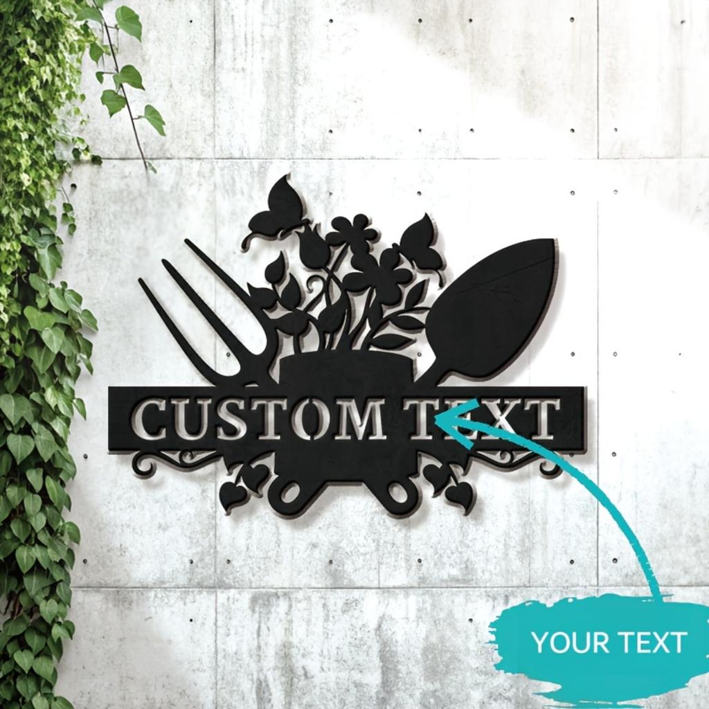 Custom Floral Metal Sign Rustic Iron Wall Art Garden Home Patio Decor Durable Outdoor Custom Text Available