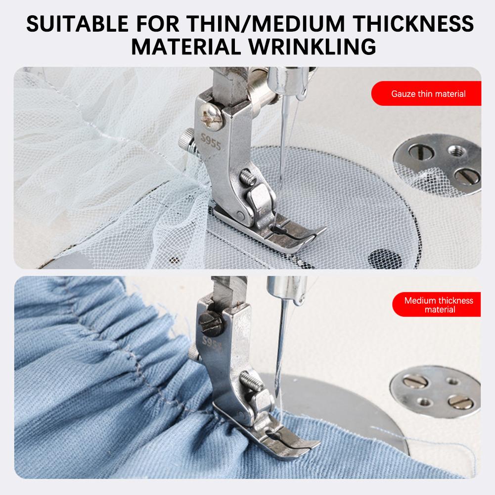 S955 Industrial Sewing Presser Foot Adjustables Wrinkled Fold Foot Metal Pleated Presser Foot Sewing Machine Accessories