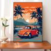 5d DIY Diamond Painting Cross Stitch Car Coconut Tree Scenery Diamond Embroidery Mosaic Full Round Drill Home Decor