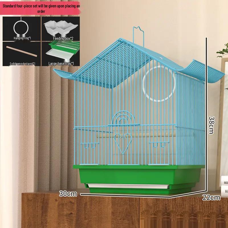 Kompakt díszfém madárkalitka bazsarózsa, gyöngyös pinty vagy hullámos papagáj számára