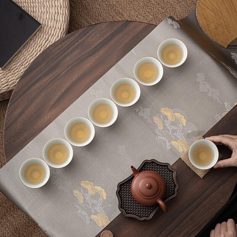 Su's Ru Kiln Eggshell Blue Crackled Tea Cup Set (8-piece)