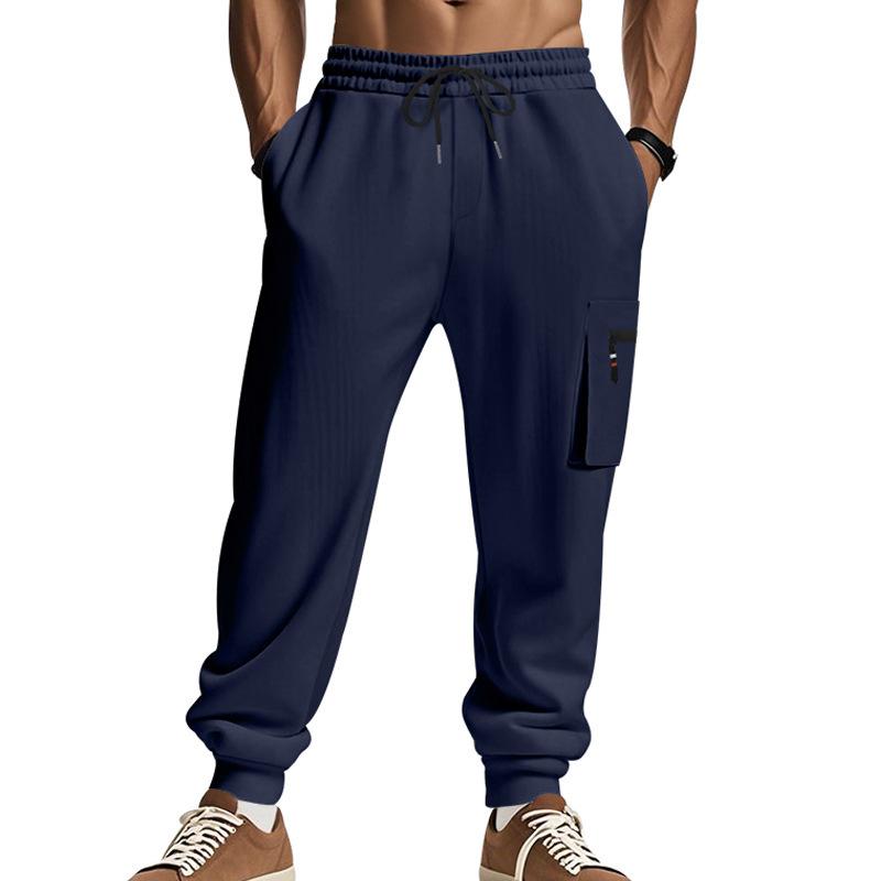 Men's trousers men's summer sports multi-pocket zip workwear elastic Slim drawstring casual sweatpants