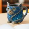 Katzen Kaffeetasse 3D Faux Kristall Harzkunst Tasse mit Ergonomischem Griff Neuheit Trinkgeschirr Geschenk für Kaffee- und Teeliebhaber