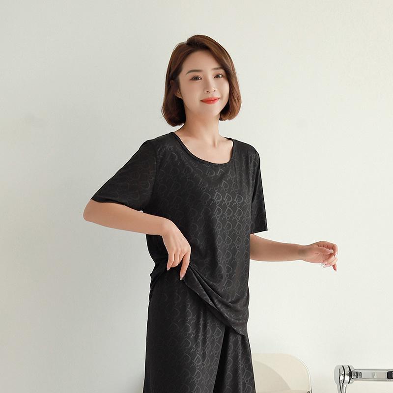 Silky Ice Skin Short Sleeve Pajama Set for Couples