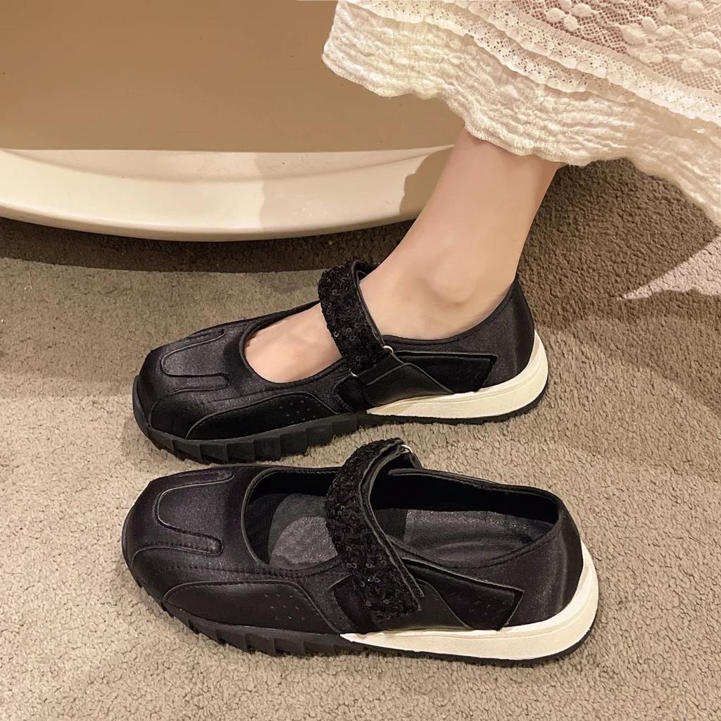 Fashion Women's Shoes 2024 Brand Buckle Strap Women's Flats Fashion Crystal Daily Flats Women Hot Sale Color Matching Flat Low Heels