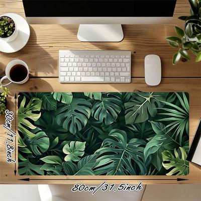 1PC Tropical Leaves Oversized Mouse Pad - Non-Slip Rubber Base Perfect for Office School Esports Home Decor Desk Mat 132A